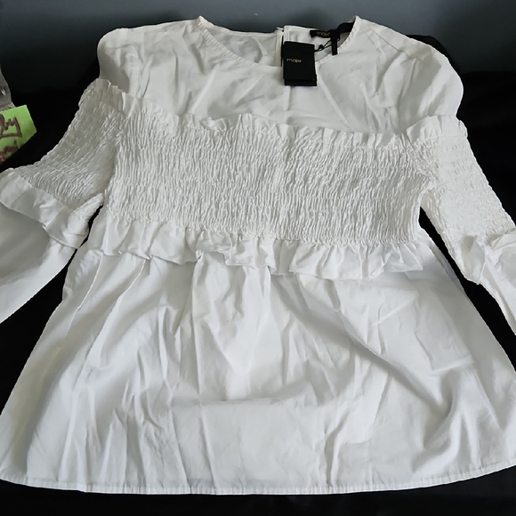 Maje White Smocked Blouse - Picture 6 of 15